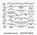 thin mono line floral... | Shutterstock .eps vector #303947864