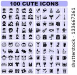 100 cute icons | Shutterstock .eps vector #133667261