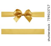 gold bow tied using silk ribbon ... | Shutterstock . vector #759013717