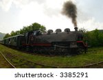 running steam locomotive 433.001 - czech republic europe - fish-eye photo
