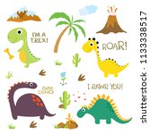 cute vector dinosaurs isolated... | Shutterstock .eps vector #1133338517