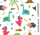 cute dinosaur seamless pattern. ... | Shutterstock .eps vector #1439294507