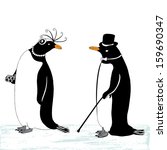 Penguin Pair On Ice
