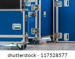 Group Of Blue Flight Cases On A ...