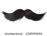 Curly black mustache isolated on white