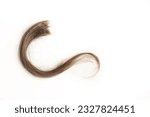 Small photo of A brown lock of hair on a white background with copy space