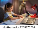 schoolgirl girl studies online... | Shutterstock . vector #1933975214
