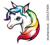 head of cute white unicorn with ... | Shutterstock .eps vector #220157404