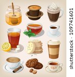 set of delicious hot drinks ... | Shutterstock .eps vector #109741601