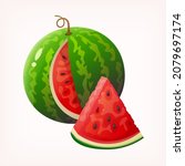 sliced watermelon image.... | Shutterstock .eps vector #2079697174