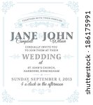 vintage wedding invitation | Shutterstock .eps vector #186175991