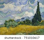 Wheat Field With Cypresses  By...