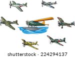 WW II military aircraft - vector illustrations.