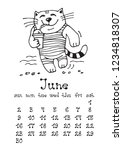 Calendar Page With Cute Doodle...