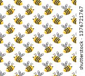 seamless pattern with honeybee. ... | Shutterstock .eps vector #1376721767