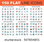 vector set of 150 flat line web ... | Shutterstock .eps vector #507854851