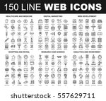 vector set of 150 flat line web ... | Shutterstock .eps vector #557629711