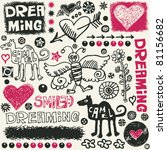 funny doodle set  hand drawn... | Shutterstock .eps vector #81156682