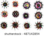 tattoo graphic circle... | Shutterstock .eps vector #487142854