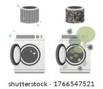 new washing machine and moldy... | Shutterstock .eps vector #1766547521