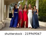 Beautiful Teenage Girls Walking in their Prom Dresses 