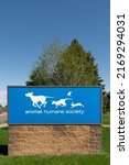Small photo of ST. PAUL, MN, USA - MAY 14, 2022: Animal Humane Society exterior sign and trademark logo.