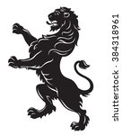 heraldic roaring lion black... | Shutterstock . vector #384318961