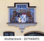 Small photo of Ornamented painted hatchment of bavarian