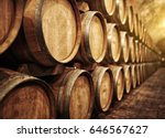 Wine Barrels In Wine Vaults In...
