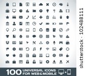 100 universal outline icons for ... | Shutterstock .eps vector #102488111