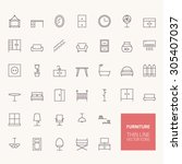 furniture outline icons for web ... | Shutterstock .eps vector #305407037