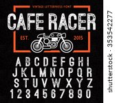 hand made letterpressed font in ... | Shutterstock .eps vector #353542277