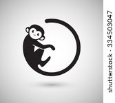 Cute Monkey Logo In A Shape Of...