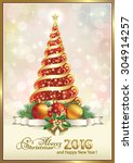 christmas card with christmas... | Shutterstock .eps vector #304914257