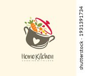 home kitchen logo with pot full ... | Shutterstock .eps vector #1931391734