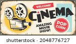retro cinema ad on old metal... | Shutterstock .eps vector #2048776727
