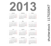 Simple 2013 year vector calendar