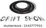 drift show . tire track vector... | Shutterstock .eps vector #2143777931