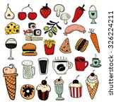 hand drawn food objects | Shutterstock .eps vector #326224211