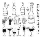 alcohol doodles set | Shutterstock .eps vector #478199371