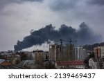 Small photo of LVIV, UKRAINE - March 26, 2022: Destruction of civilian infrastructure by the russian army. Consequences of a missile strike on an oil storage facility. Aggression war russia against Ukraine.