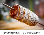 Trdelnik - traditional Czech hot sweet pastry food. outdoors