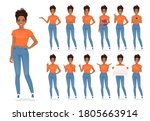 young african woman in casual... | Shutterstock .eps vector #1805663914