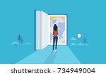flat design style web banner... | Shutterstock .eps vector #734949004