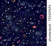 space galaxy constellation... | Shutterstock .eps vector #753429691