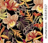 seamless tropical flower  plant ... | Shutterstock . vector #413319217