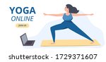 yoga online concept banner.... | Shutterstock .eps vector #1729371607