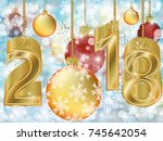 happy new 2018 year invitation... | Shutterstock .eps vector #745642054