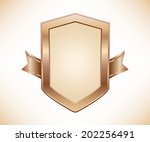 bronze shield with ribbon | Shutterstock .eps vector #202256491