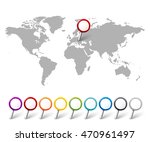 set of map pointers with world... | Shutterstock .eps vector #470961497